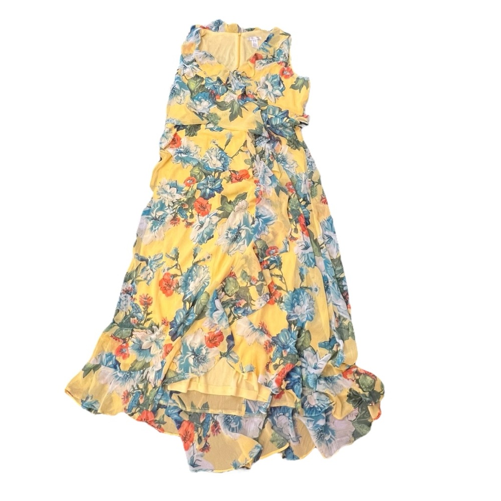 London Times Floral Midi Dress - Yellow and Blue